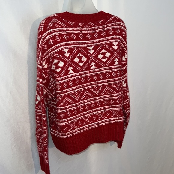 American Eagle Red and White Knit Cropped Sweater Size Small - Picture 4 of 7